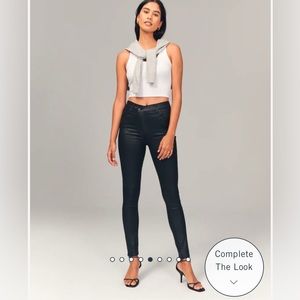Abercrombie High Rise Super Skinny Ankle Jean in Coated Black